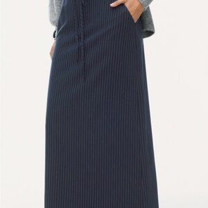 Cider Navy Pinstripe Drawstring Maxi Skirt